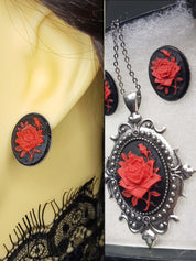 RED ROSE CAMEO JEWELLERY SET