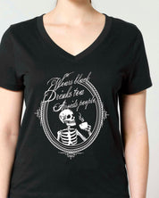 (V-NECK) WEARS BLACK, DRINKS TEA, AVOIDS PEOPLE t-shirt