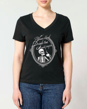 (V-NECK) WEARS BLACK, DRINKS TEA, AVOIDS PEOPLE t-shirt