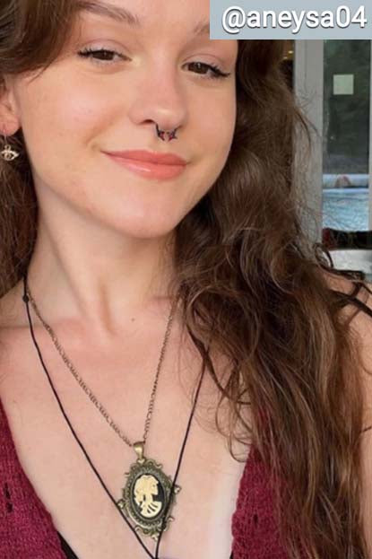 GOTHIC ORNATE LADY SKULL CAMEO NECKLACE