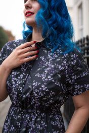 MIDI SHIRTDRESS (Black Ravens & Blossoms print)