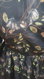 WRAP-FRONT MIDI DRESS (Autumn Flying Bats print)