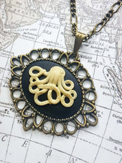 DAINTY OCTOPUS KRAKEN CAMEO NECKLACE | THEBLACKWARDROBE.COM.