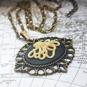 DAINTY OCTOPUS KRAKEN CAMEO NECKLACE | THEBLACKWARDROBE.COM.
