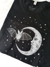 BAT AND MOON - creepy cute celestial vintage graphic t-shirt | THEBLACKWARDROBE.COM.