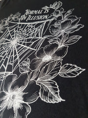 NORMAL IS AN ILLUSION - Morticia Addams quote t-shirt | THEBLACKWARDROBE.COM.