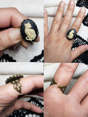 CAT CAMEO RING | THEBLACKWARDROBE.COM.