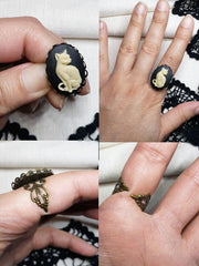 CAT CAMEO RING | THEBLACKWARDROBE.COM.