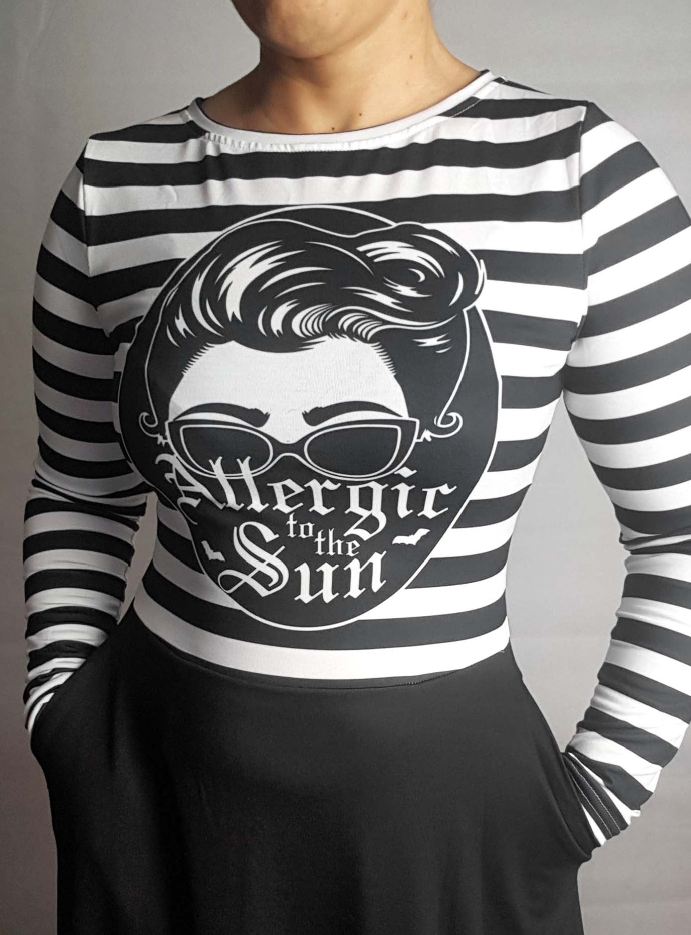 ALLERGIC TO THE SUN STRIPED DRESS - handmade to order | THEBLACKWARDROBE.COM.