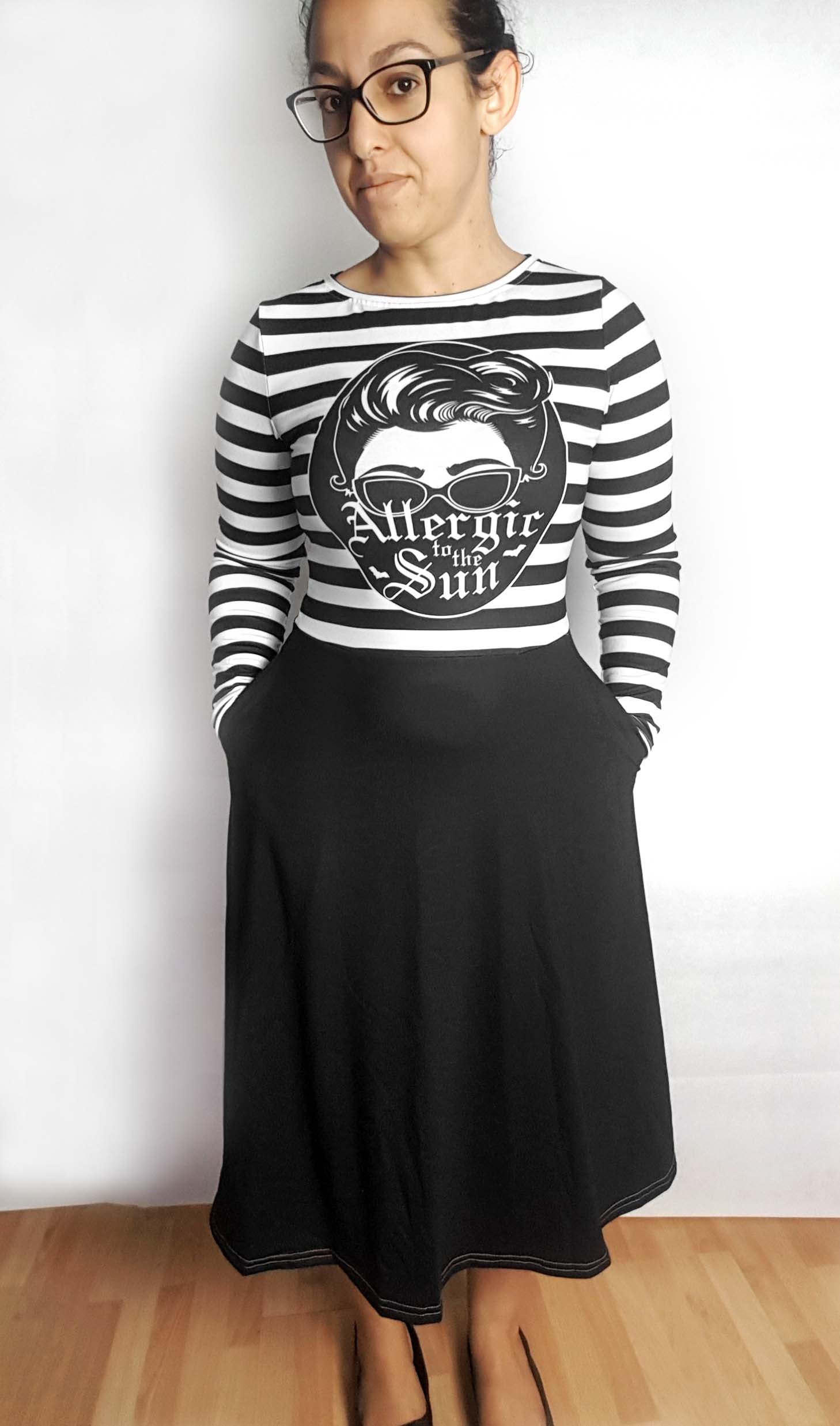 ALLERGIC TO THE SUN STRIPED DRESS - handmade to order | THEBLACKWARDROBE.COM.