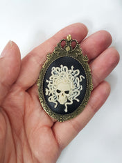 MEDUSA SKULL CAMEO BROOCH | THEBLACKWARDROBE.COM.