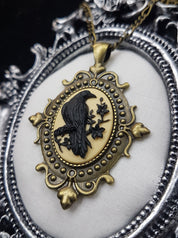 GOTHIC ORNATE RAVEN CAMEO NECKLACE | THEBLACKWARDROBE.COM.