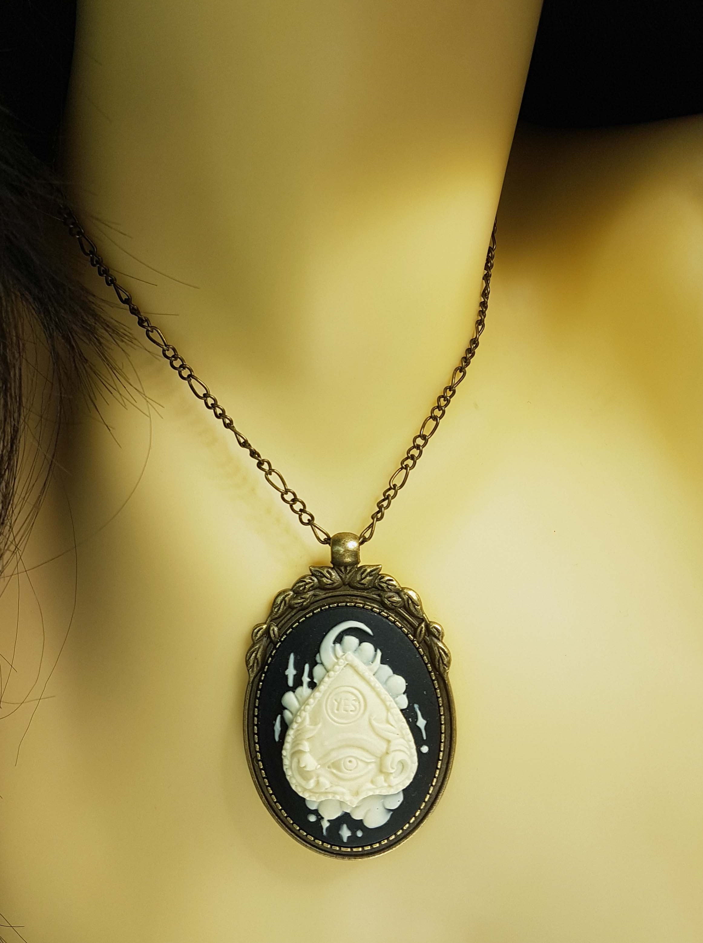 OUIJA PLANCHETTE CAMEO NECKLACE | THEBLACKWARDROBE.COM.