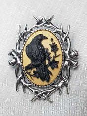 GOTHIC RAVEN CAMEO MINI-BROOCH | THEBLACKWARDROBE.COM.