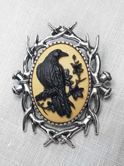 GOTHIC RAVEN CAMEO MINI-BROOCH | THEBLACKWARDROBE.COM.