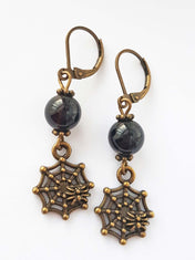 BLACK ONYX SPIDERWEB EARRINGS | THEBLACKWARDROBE.COM.