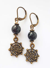 BLACK ONYX SPIDERWEB EARRINGS | THEBLACKWARDROBE.COM.
