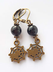 BLACK ONYX SPIDERWEB EARRINGS | THEBLACKWARDROBE.COM.