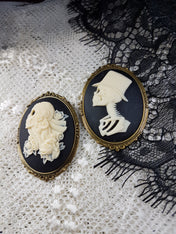 SKULL CORPSE BRIDE AND GROOM CAMEO BROOCH SET | THEBLACKWARDROBE.COM.
