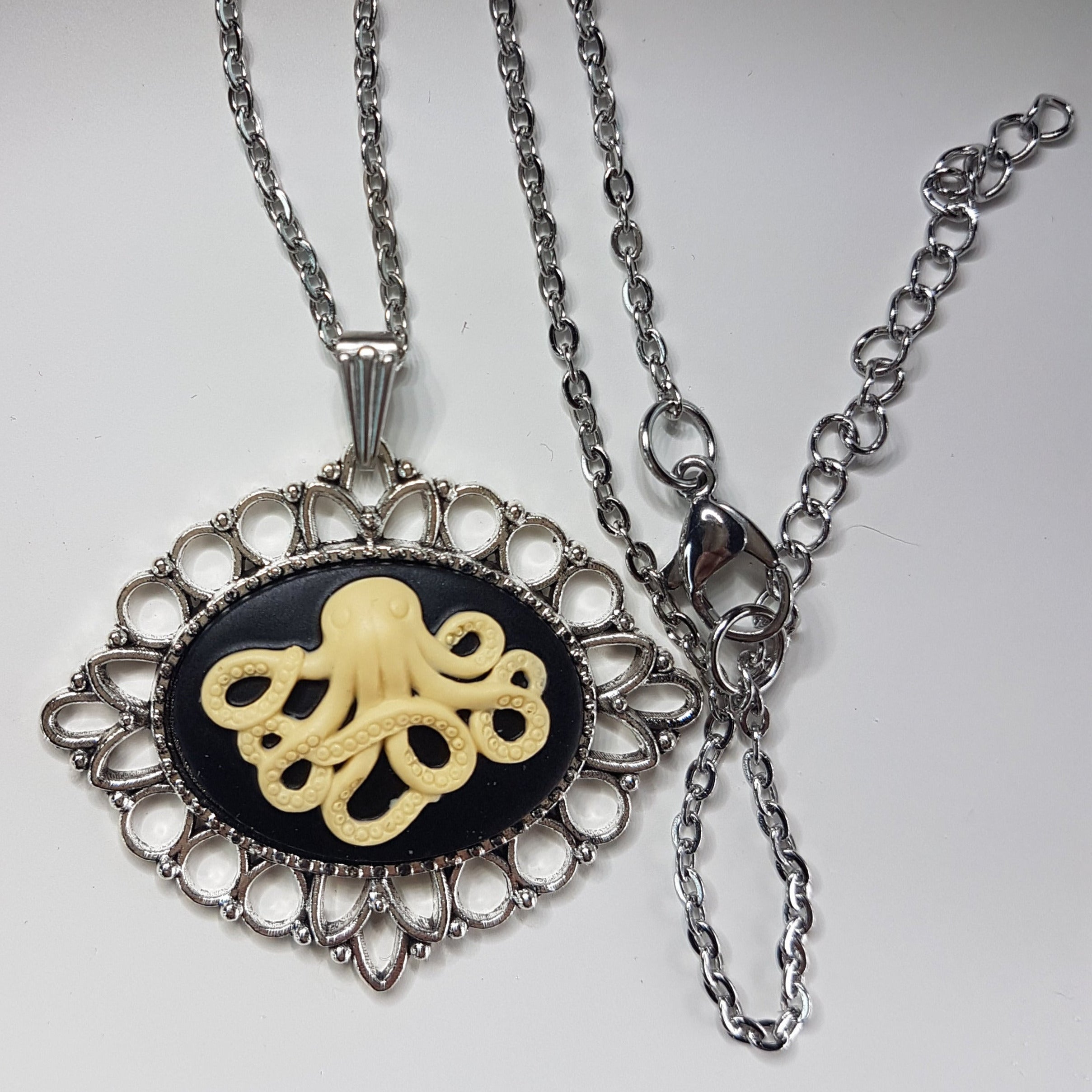 DAINTY OCTOPUS KRAKEN CAMEO NECKLACE | THEBLACKWARDROBE.COM.