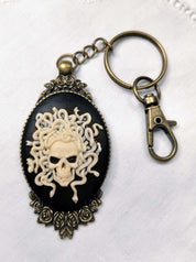 MEDUSA SKULL CAMEO KEYRING | THEBLACKWARDROBE.COM.