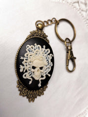 MEDUSA SKULL CAMEO KEYRING | THEBLACKWARDROBE.COM.