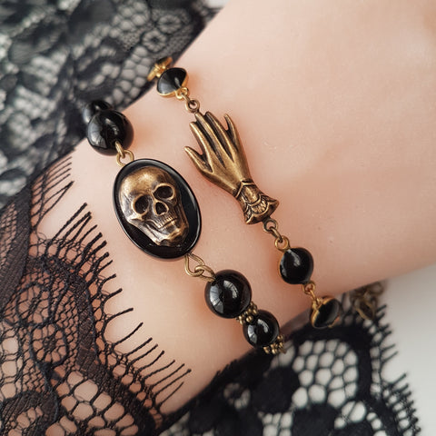 VICTORIAN-HAND BLACK-COINS BRACELET | THEBLACKWARDROBE.COM.