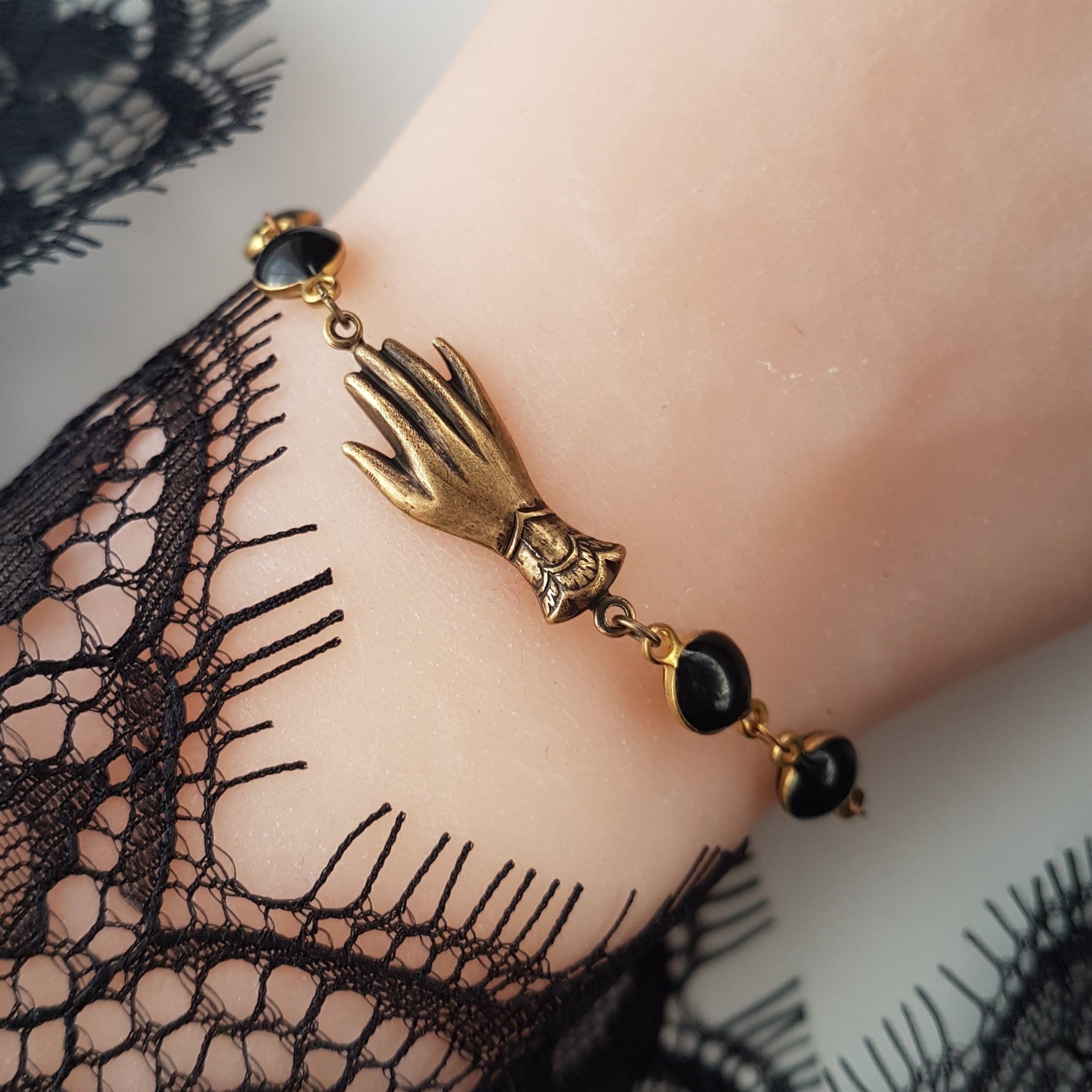 VICTORIAN-HAND BLACK-COINS BRACELET | THEBLACKWARDROBE.COM.