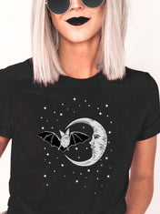 BAT AND MOON - creepy cute celestial vintage graphic t-shirt | THEBLACKWARDROBE.COM.