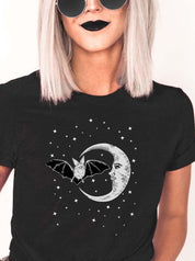 BAT AND MOON - creepy cute celestial vintage graphic t-shirt | THEBLACKWARDROBE.COM.