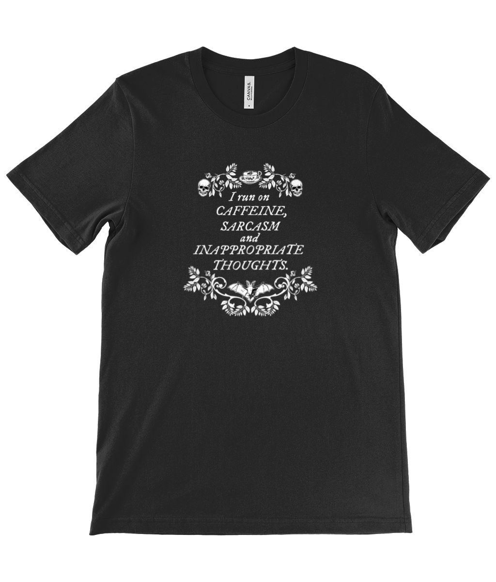 CAFFEINE THOUGHTS - alternative dark humour t-shirt | THEBLACKWARDROBE.COM.