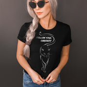 CURIOSITY CAT - Vintage graphic slogan t-shirt | THEBLACKWARDROBE.COM.