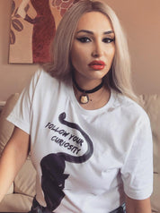 CURIOSITY CAT - Vintage graphic slogan t-shirt | THEBLACKWARDROBE.COM.