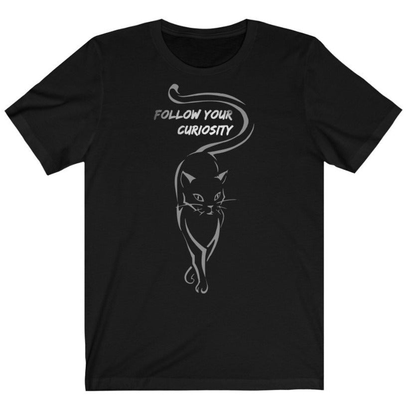 CURIOSITY CAT - Vintage graphic slogan t-shirt | THEBLACKWARDROBE.COM.