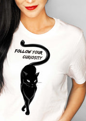 CURIOSITY CAT - Vintage graphic slogan t-shirt | THEBLACKWARDROBE.COM.