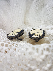 SMALL LADY SKULL CAMEO EARRINGS | THEBLACKWARDROBE.COM.