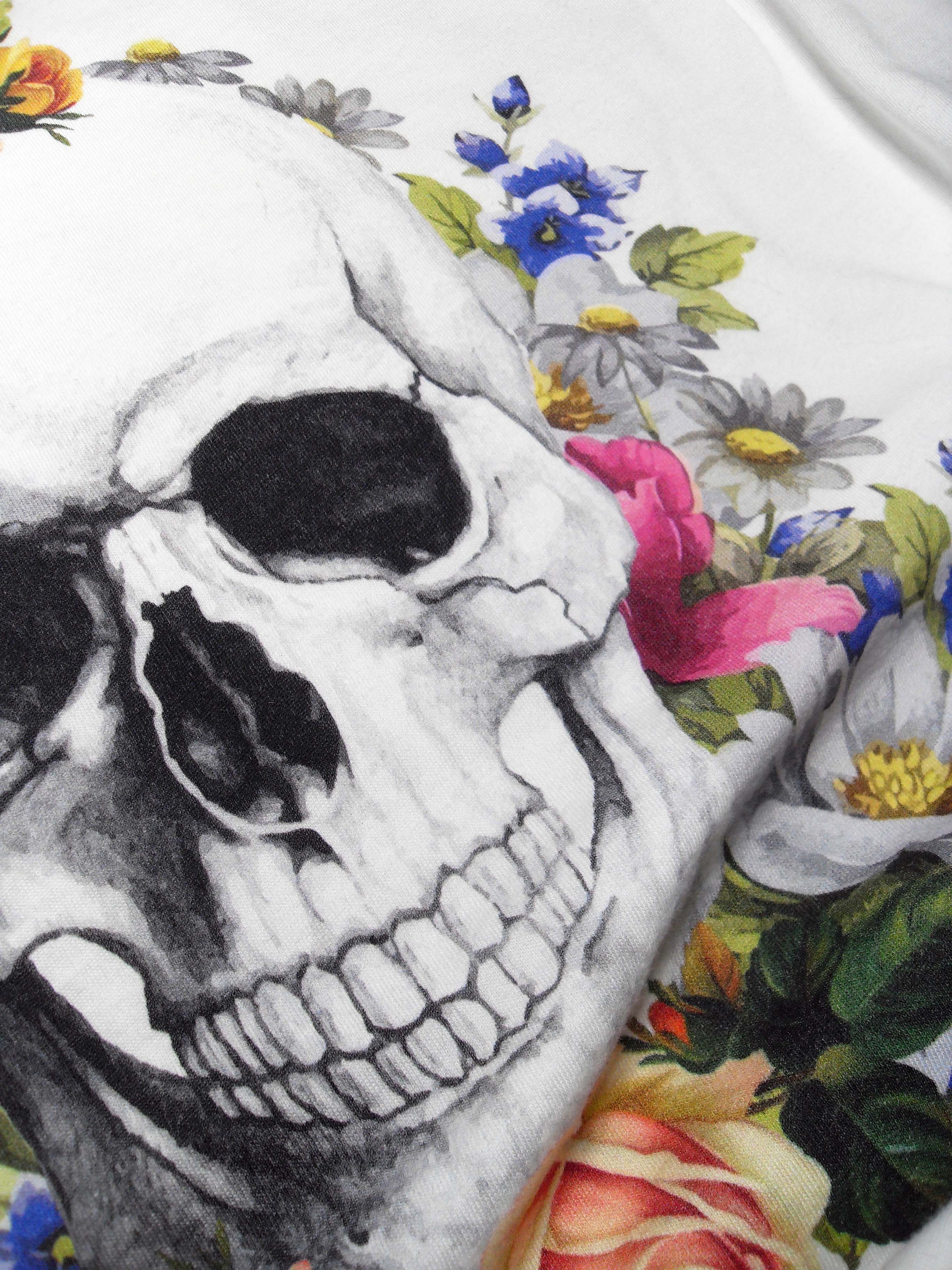 FLORAL SKULL - alternative Goth graphic t-shirt | THEBLACKWARDROBE.COM.