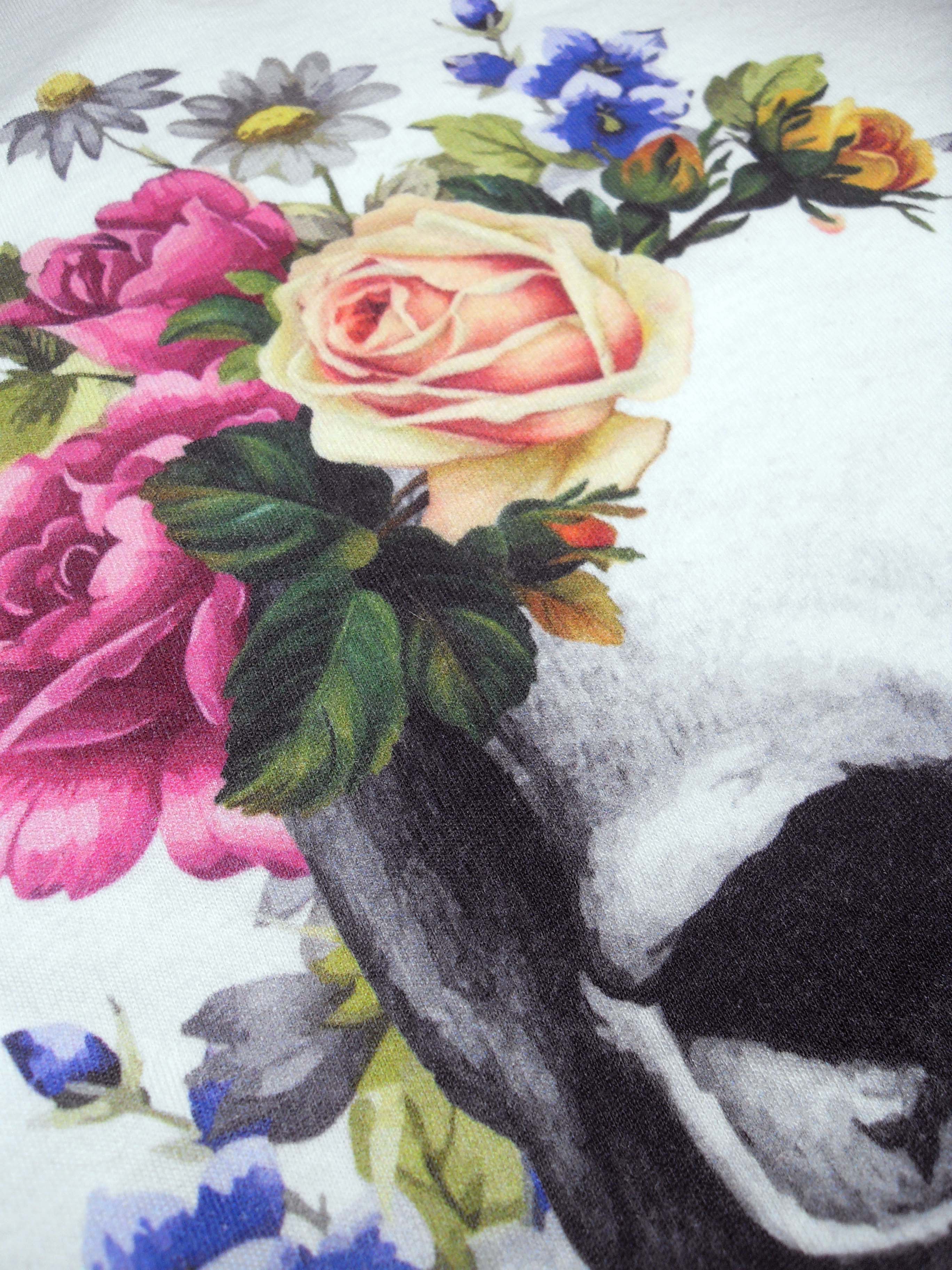 FLORAL SKULL - alternative Goth graphic t-shirt | THEBLACKWARDROBE.COM.