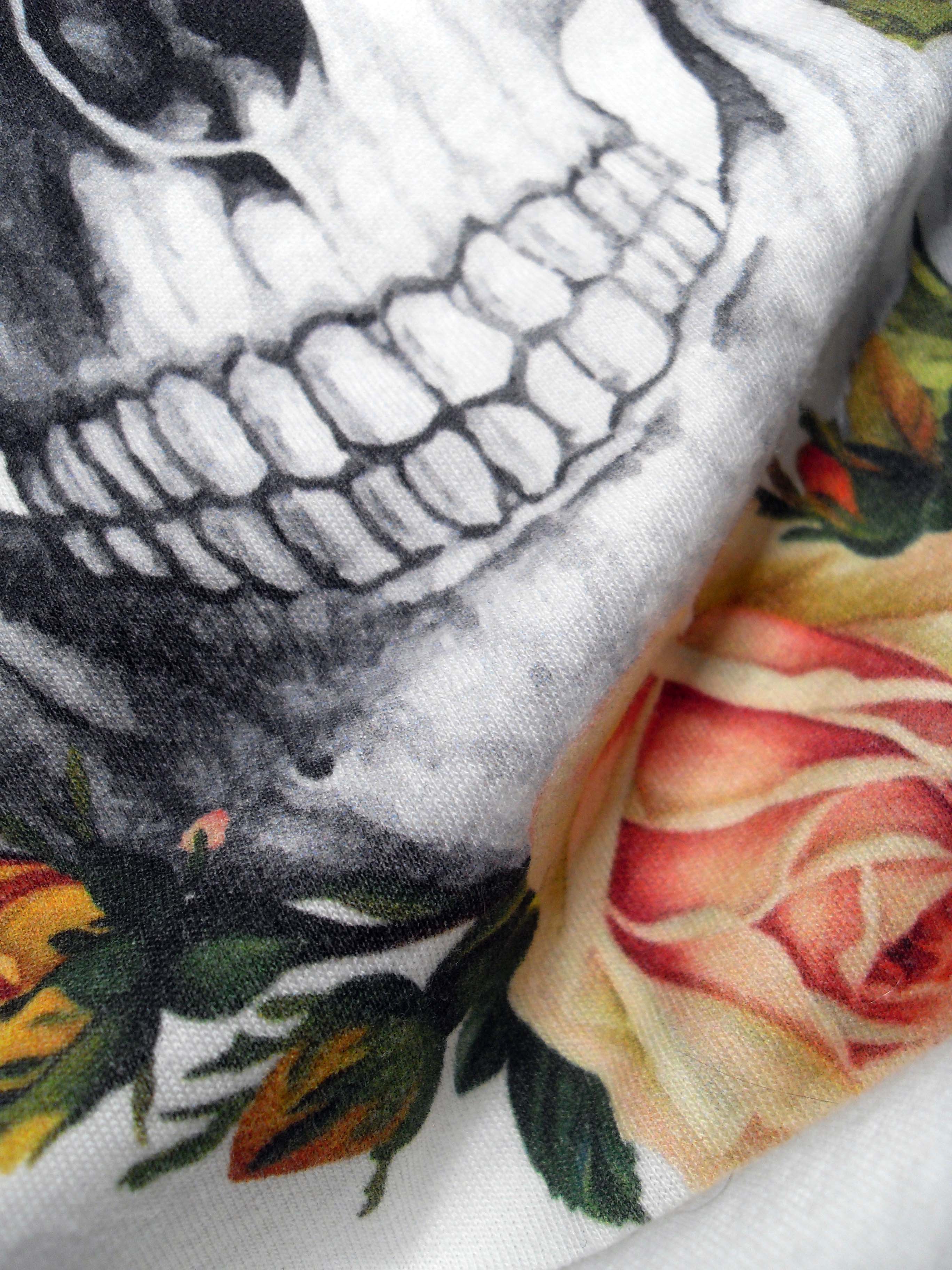 FLORAL SKULL - alternative Goth graphic t-shirt | THEBLACKWARDROBE.COM.