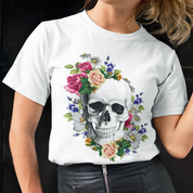 FLORAL SKULL - alternative Goth graphic t-shirt | THEBLACKWARDROBE.COM.
