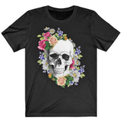 FLORAL SKULL - alternative Goth graphic t-shirt | THEBLACKWARDROBE.COM.
