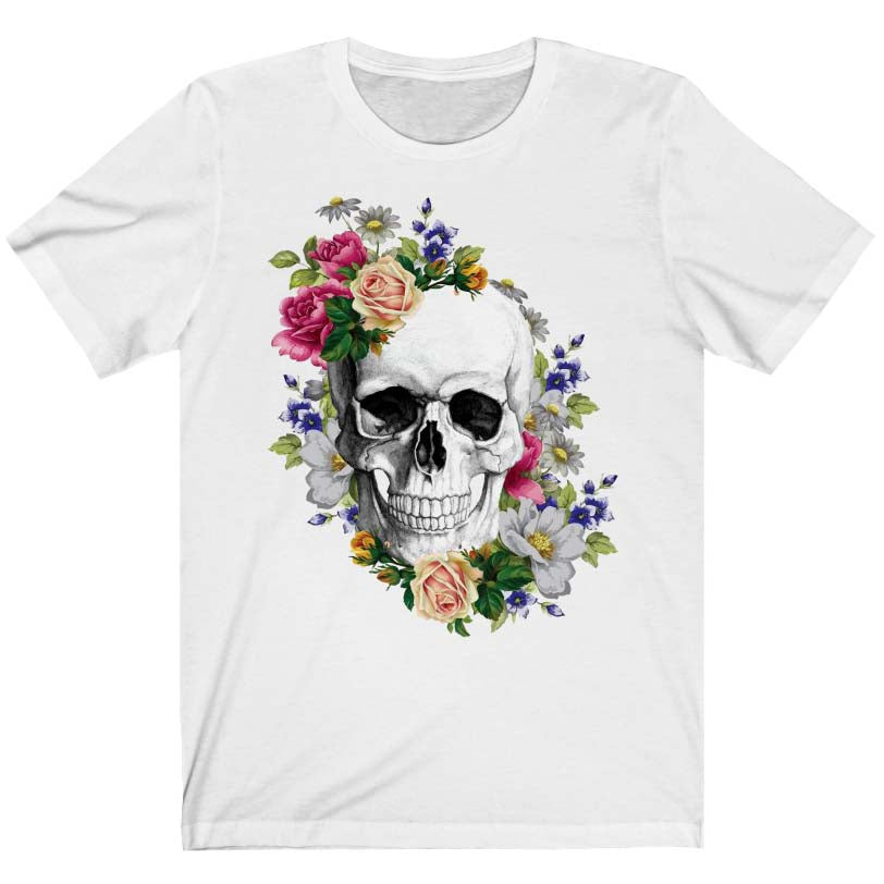 FLORAL SKULL - alternative Goth graphic t-shirt | THEBLACKWARDROBE.COM.