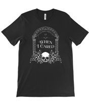 IN MEMORY OF WHEN I CARED - macabre dark humour t-shirt | THEBLACKWARDROBE.COM.