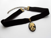 LADY SKULL SKELETON CAMEO CHOKER | THEBLACKWARDROBE.COM.