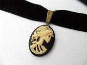 LADY SKULL SKELETON CAMEO CHOKER | THEBLACKWARDROBE.COM.