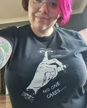 SHHH...NO ONE CARES - alternative Goth graphic t-shirt | THEBLACKWARDROBE.COM.