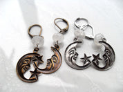 MOONSTONE CRESCENT MOON EARRINGS | THEBLACKWARDROBE.COM.