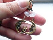 MOONSTONE CRESCENT MOON EARRINGS | THEBLACKWARDROBE.COM.