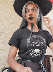IN MEMORY OF WHEN I CARED - macabre dark humour t-shirt | THEBLACKWARDROBE.COM.