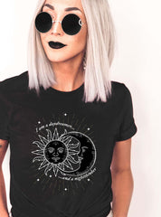 NIGHTTHINKER - celestial sun and moon t-shirt | THEBLACKWARDROBE.COM.